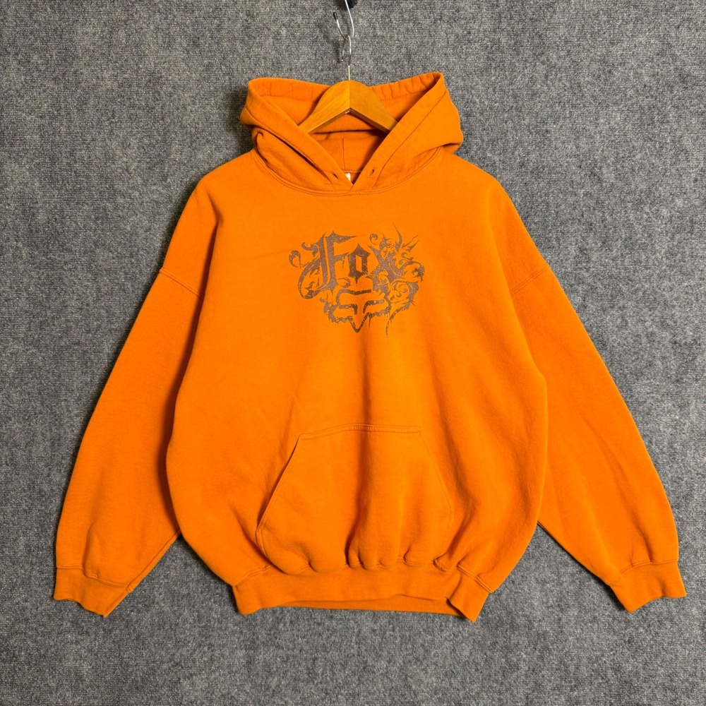 Fox Racing Orange Graphic Hoodie Mens XL Gildan Ultra Blend Pullover Sweatshirt